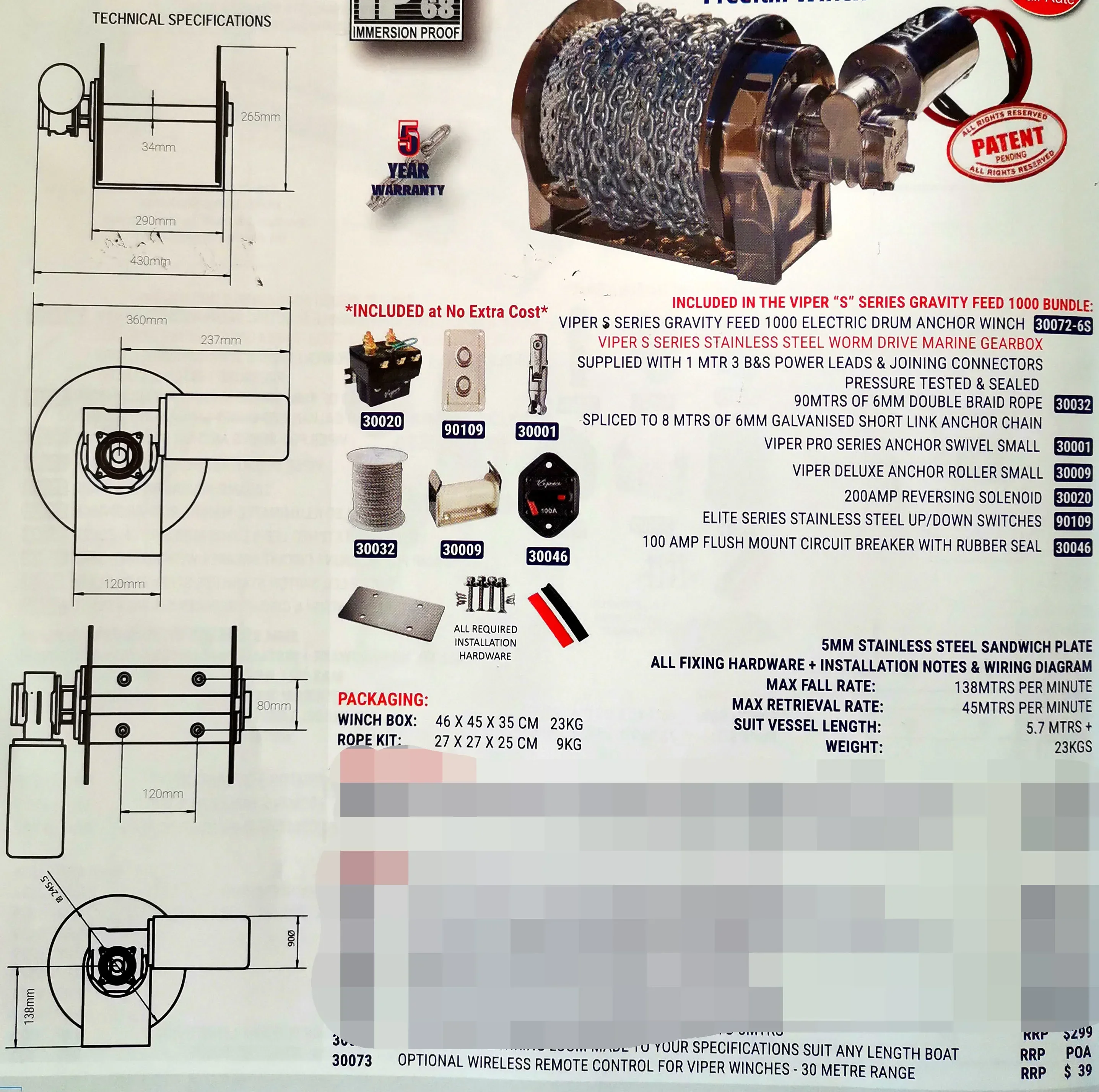 Marine Equipment 1000W 316 Sta - Fishing Boat Anchor Winch recensione e prezzo