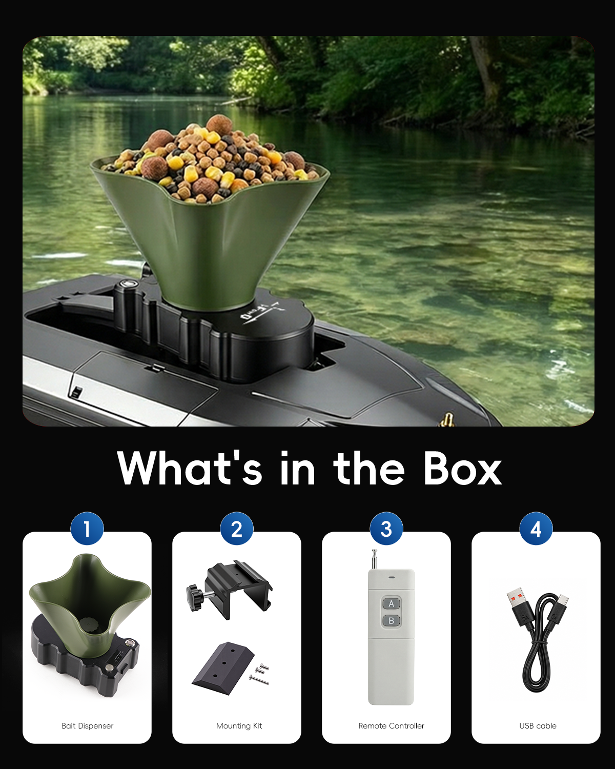 360° Rotating Bait Dispenser & - Fishing Boat Anchor Winch recensione e prezzo