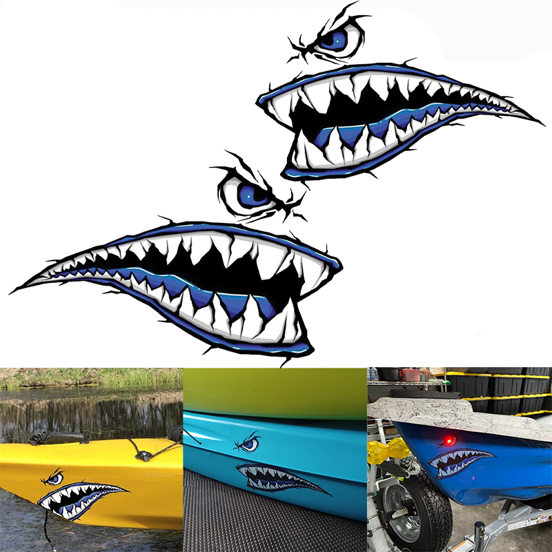 2PCS Shark Teeth Mouth Boat St - Fishing Boat Trailer recensione e prezzo